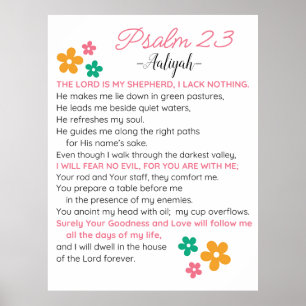 Anpassa Psalm 23-NIV Bibelskriptblommor Poster