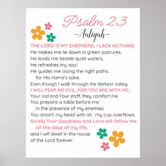 Anpassa Psalm 23-NIV Bibelskriptblommor Poster