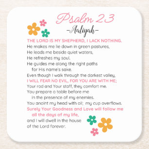 Anpassa Psalm 23-NIV Bibelskriptblommor Underlägg Papper Kvadrat