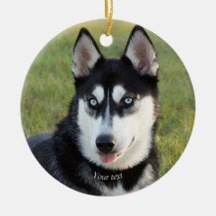Anpassa puppen Siberian husky i Lycklig Julgransprydnad Keramik