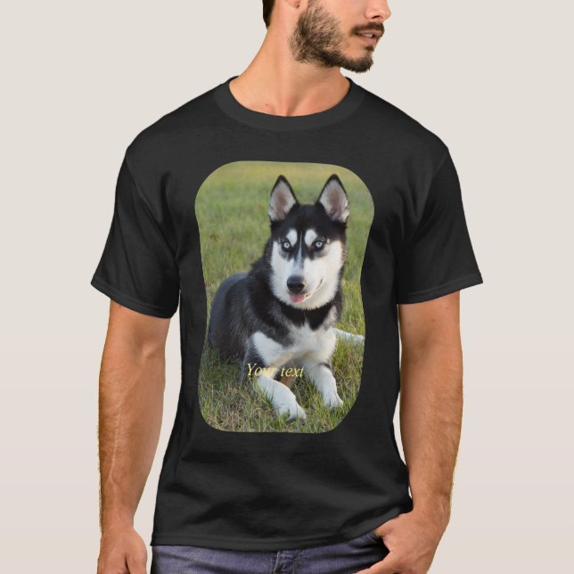 Anpassa puppen Siberian husky i Lycklig T Shirt (Framsida)
