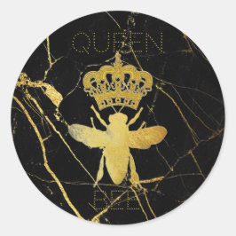 Anpassa QUEEN BEE Guld Black Marble Gift Sticker Runt Klistermärke