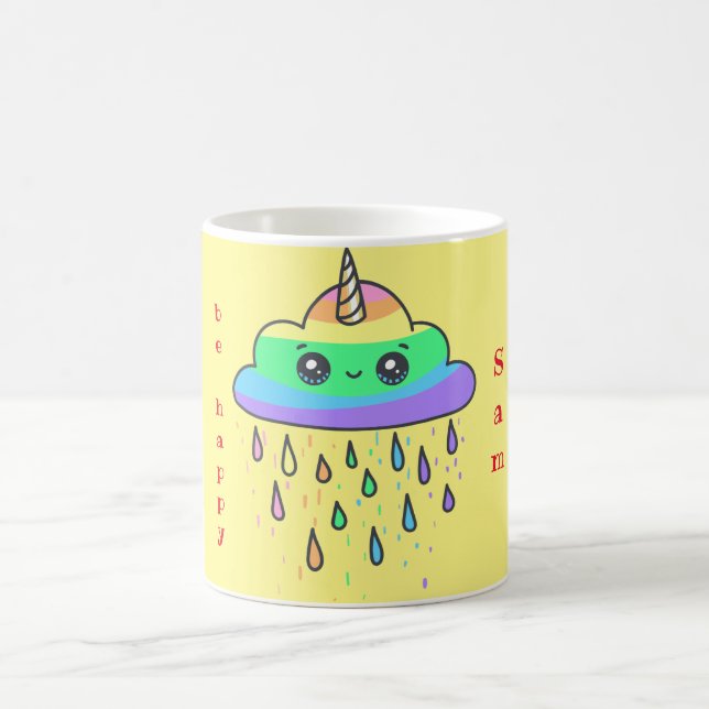 Anpassa Rainbow Cloud Unicorn Kaffemugg (Center)