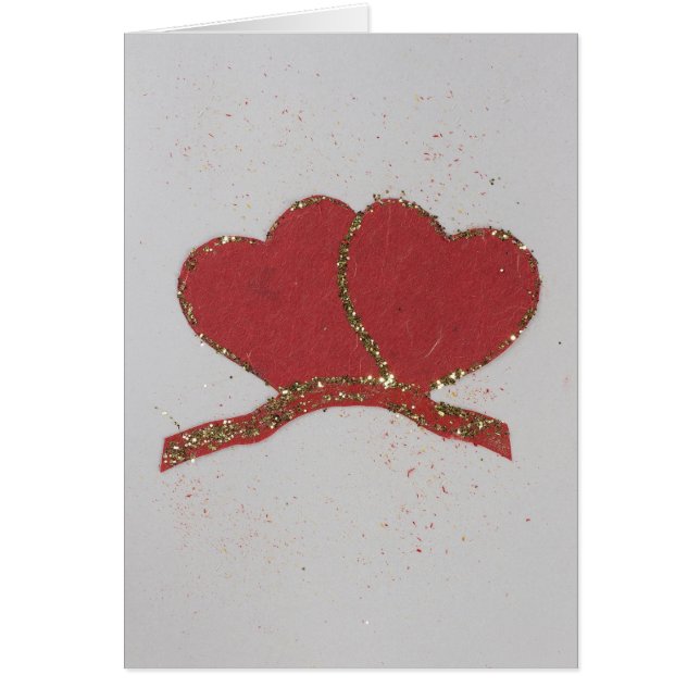 Anpassa Red Hjärt guld gnistra Valentine Hälsningskort (Framsidan)