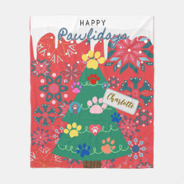 Anpassa Red Julgran med tassar-utsmyckningar Fleecefilt