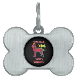 Anpassa Red Play Black HUND Bone ID-bricka Husdjur