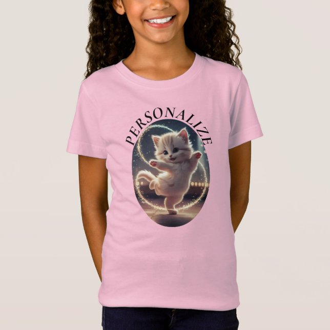 Anpassa redigering av Namn-textteklejdning av katt T Shirt (Framsida)
