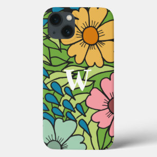 Anpassa Retro Flowers (stora Multifärgader)