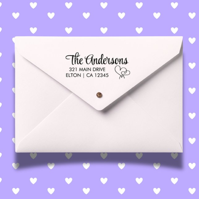 Anpassa Returadressen för 2 Hjärtskript Stämpel (Add a heartfelt touch to your mail with the 2 Hearts Script Return Address Rubber Stamp)