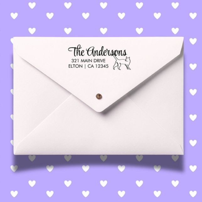 Anpassa Returadressen Kattskript Självfärgande Stämpel (Create heartfelt mail with a Personalize Cat Script Return Address Self-inking Stamp.  )