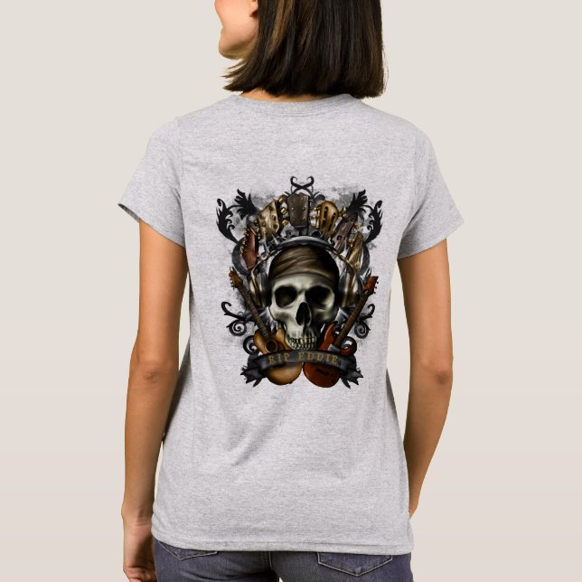 Anpassa rock N Roll Guitars Skull Heavy Metall T- T Shirt (Baksida)