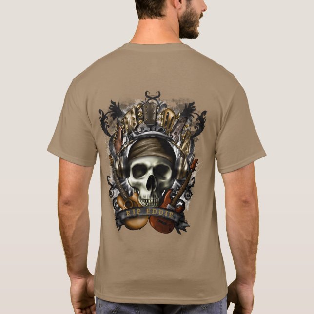 Anpassa rock N Roll Guitars Skull Heavy Metall T- T Shirt (Baksida)