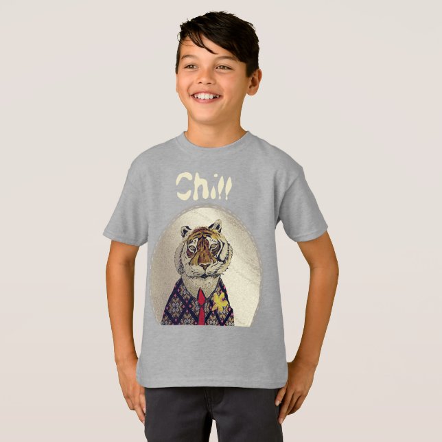 Anpassa Roligt Chill Tiger T-Shirt (Hel framsida)