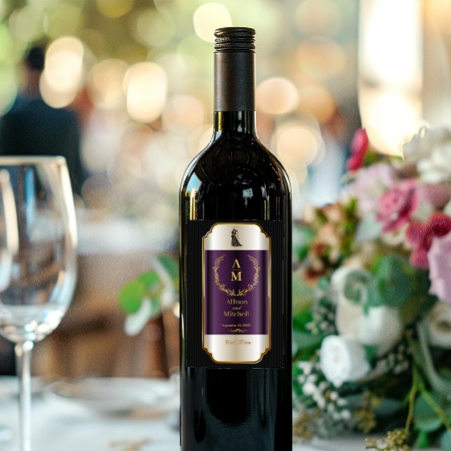 Anpassa Romantic Elegant bröllop Reception Vin Vinflaska Etikett (Skapare uppladdad)