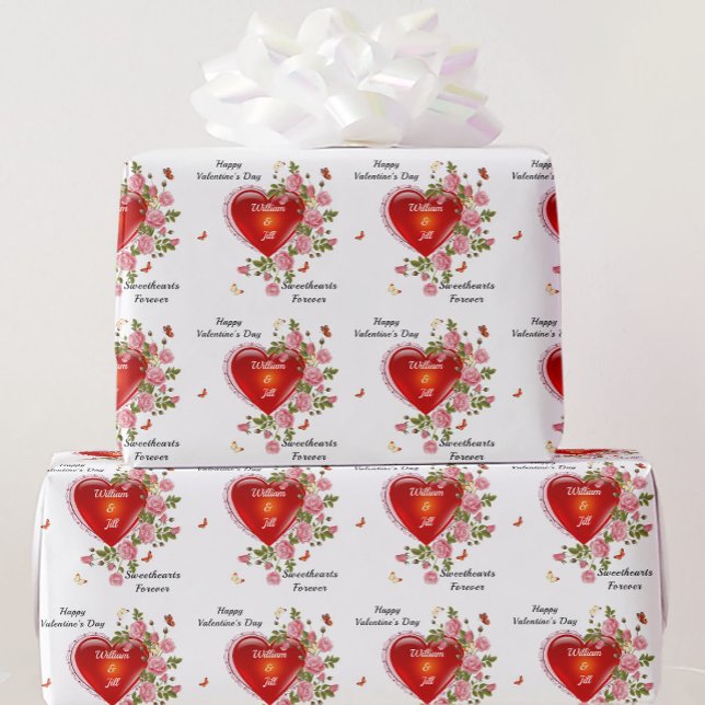 Anpassa Romantic Valentines Day Hearts Ro Presentpapper (Skapare uppladdad)