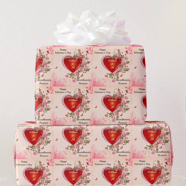 Anpassa Romantic Valentines Day Hearts Ro Presentpapper (Skapare uppladdad)