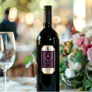 Anpassa Romantisk Elegant Bröllopsmottagning Vin Vinflaska Etikett
