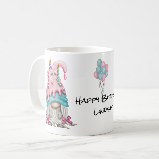 Anpassa Rosa av Blue Birthday Candle Kaffemugg (Framsida vänster)