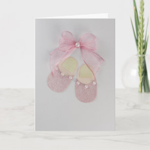Anpassa Rosa baby tofflor och rosa båge Kort