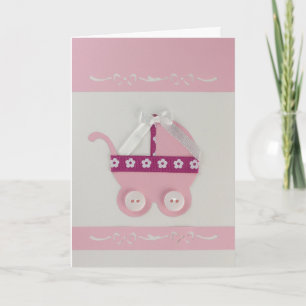 Anpassa Rosa baby-vagn och vit bog Kort