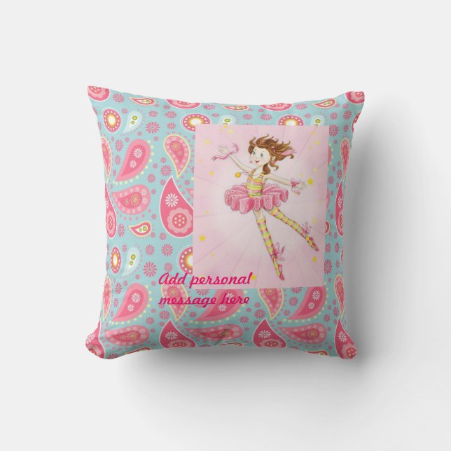 Anpassa Rosa Blue Paisley Flower Fairy Ballerina Kudde (Framsida)