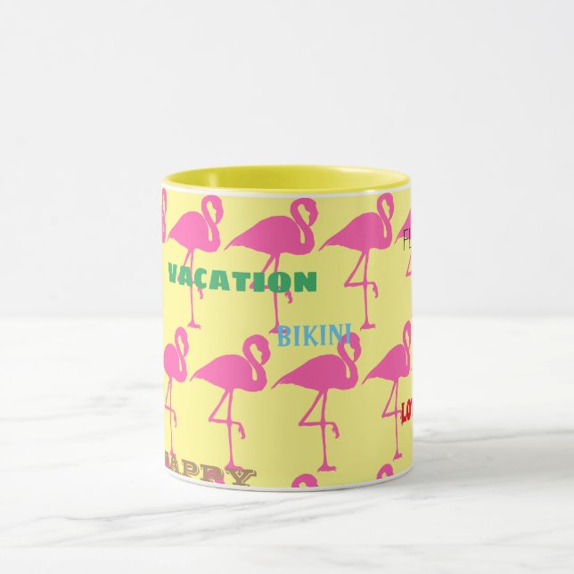 Anpassa Rosa Flamingo girly School lycklig sommar Mugg (Center)