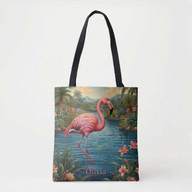 Anpassa Rosa flamingo Tygkasse (Framsida)