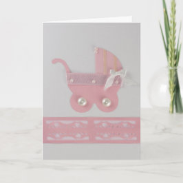 Anpassa Rosa flicka barnvagn med pärlor Kort