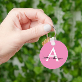 Anpassa Rosa Namn Nyckelring