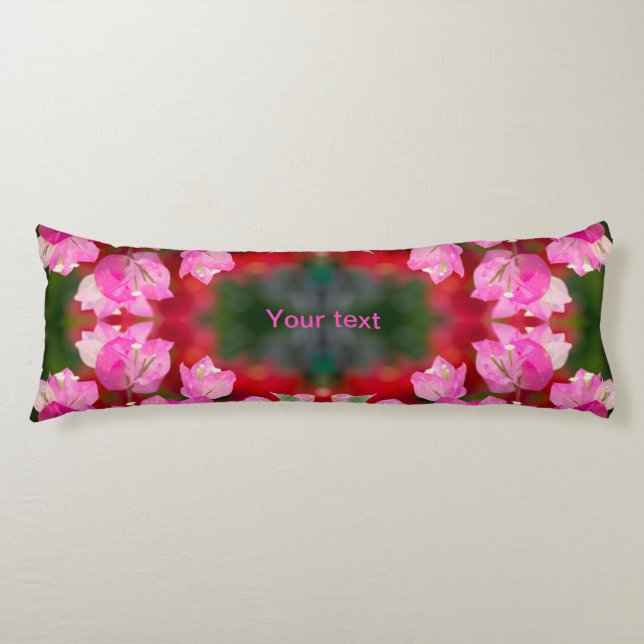 Anpassa Rosan av tropisk blomma Bougainvillea Kroppskudde (Framsidan)