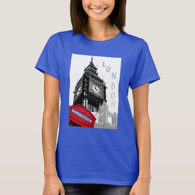 Anpassa Royal Blue London Big Ben Clock Torn T Shirt (Framsida)