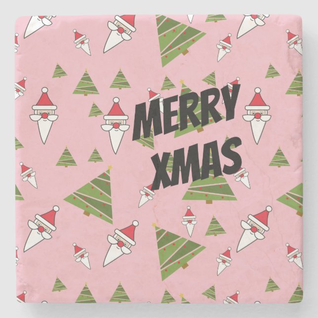 Anpassa Santa och Julgran Stenunderlägg (Framsidan)