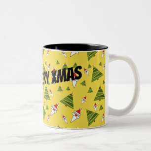 Anpassa Santa och Julgran. Två-Tonad Mugg