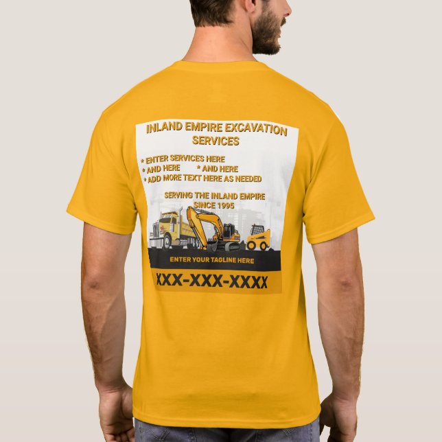 Anpassa Schaktning Generalentreprenör Bygg T Shirt (Baksida)