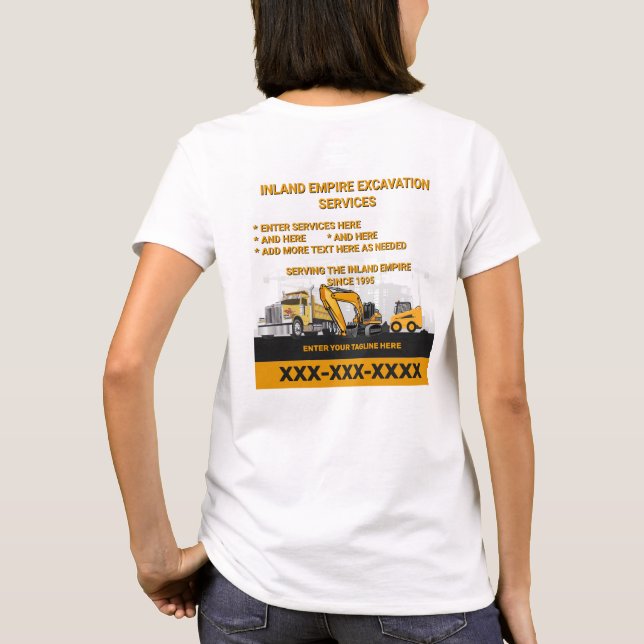 Anpassa Schaktning Generalentreprenör Bygg T Shirt (Baksida)