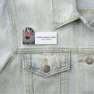 Anpassa Shaped Badge Namn bricka med Photo Namnbricka