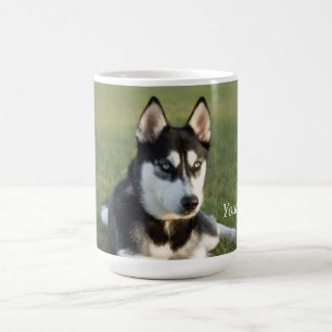 Anpassa Siberian husky-valpen porträtt Kaffemugg