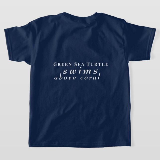 Anpassa Simmor av sköldpadda i Grönt över korall T Shirt (Laydown Baksida)