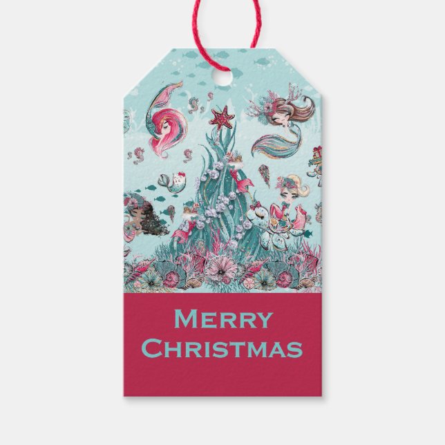 Anpassa Sjöjungfrun Namn & Hälsning och vänner Presentetikett (Framsidan)