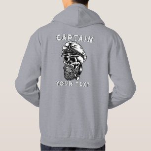 Anpassa Skäggig Sjökapten Dödskalle Rökpipa Hoodie
