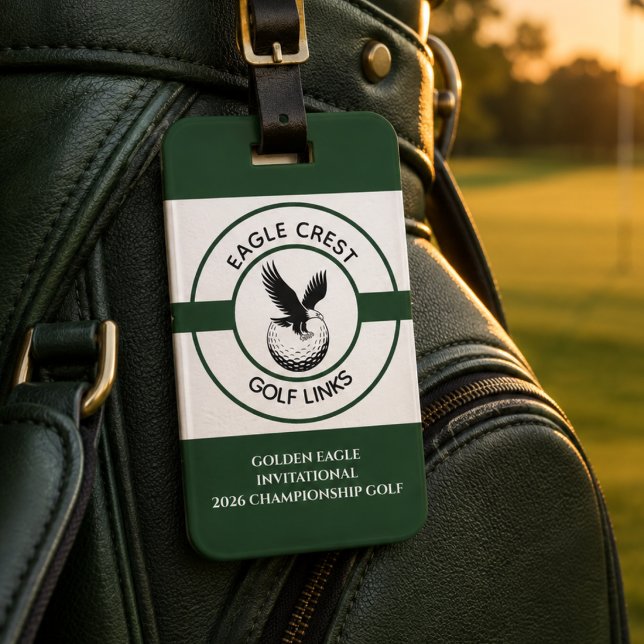 Anpassa Skapa Din Egen Golftävling Bagagebricka (Personalized golfer bag tag features a classic eagle and golf ball logo. Tournaments, charity events)