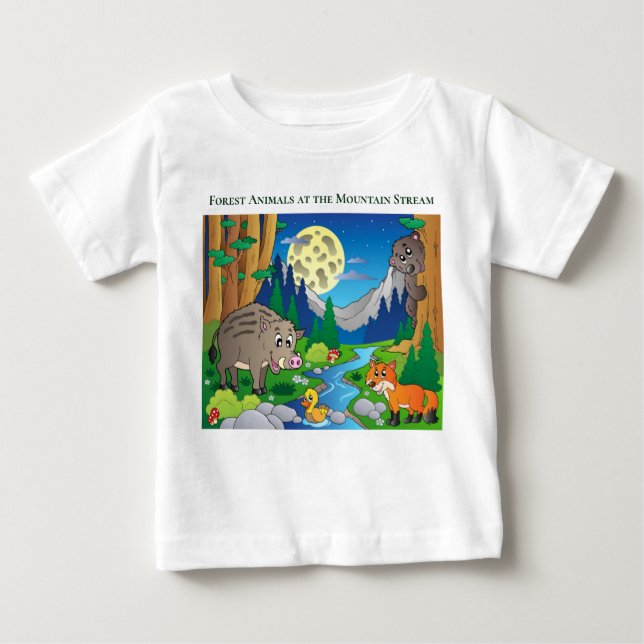 Anpassa skogsdjur vid bergsströmmen t shirt (Framsida)