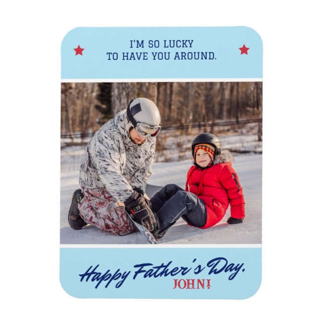 Anpassa skriptfoto för Namn Fars dag Magnet (Vertikal)