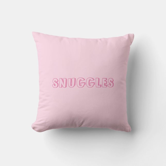 Anpassa "Snuggles" namn eller ljus rosa text Kudde (Framsida)