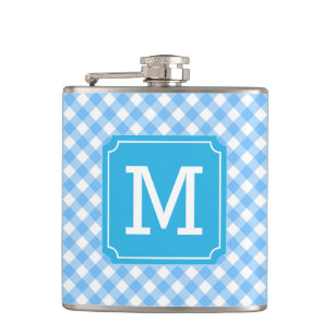 Anpassa Snyggt Baby blue Gingham Monogram Fickplunta