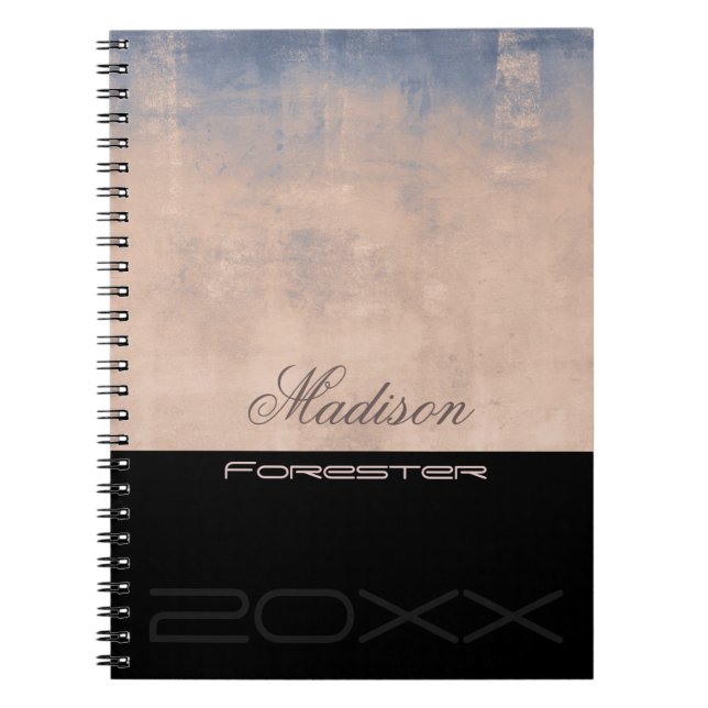 Anpassa snyggt Blue Ro Guld Mallow Black Anteckningsbok (Framsidan)