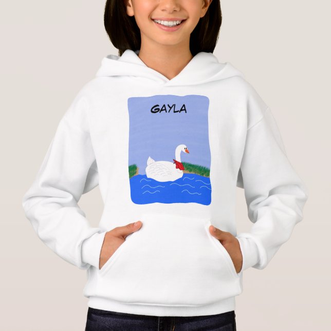 Anpassa söt vit gås med röd bandana t shirt (Framsida)