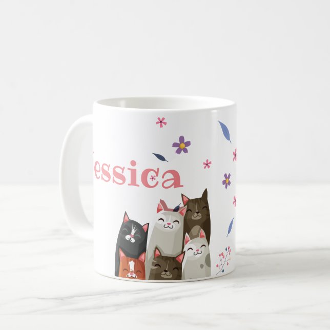 Anpassa söta katter kaffemugg (Framsida vänster)