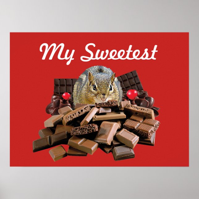 Anpassa sötdags Chocolate Chipmunk Poster (Framsidan)