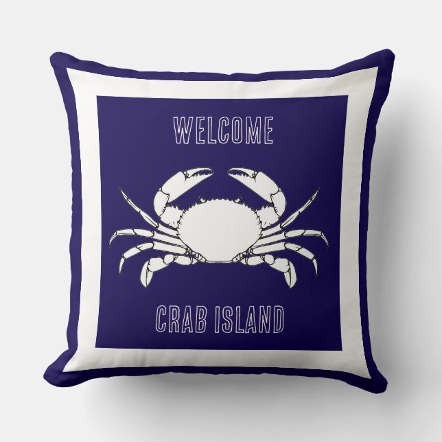 Anpassa spegelkudde - Välkommen till Crab-ö Kudde (Framsida)
